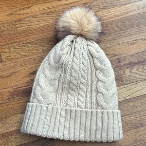Canadiana Winter Toque with Pom Pom cream beige colour